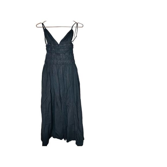 SAU LEE Black Poplin 100% Cotton Brielle Smocked Ruched Dress size US 6 - Picture 7 of 16